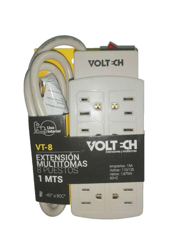 Regleta De 8 Puestos Con Polo A Tierra 125volt