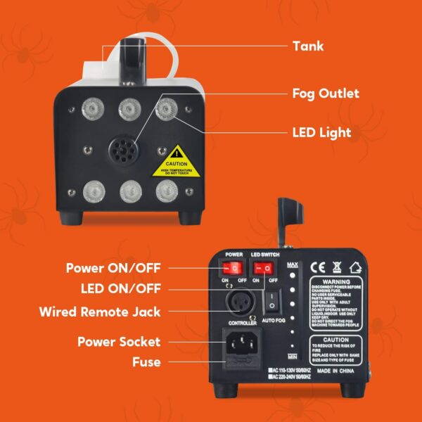 Maquina de Humo 6 leds 12 colores 500w - Imagen 4