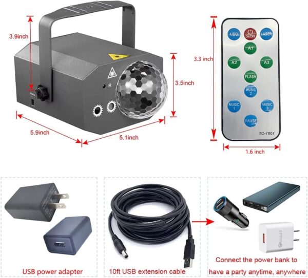 Luz Laser 2en1 Super Potente Audio Rítmico RGB - Imagen 6