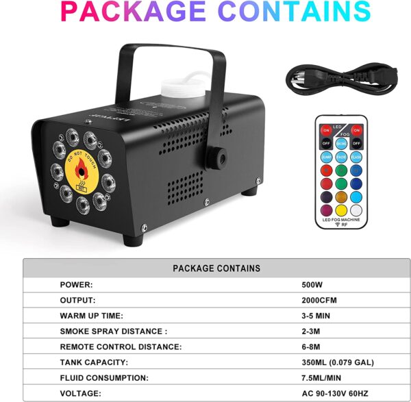 Maquina De Humo 500w Con Luz Led Incluye Litro Liquido - Imagen 7