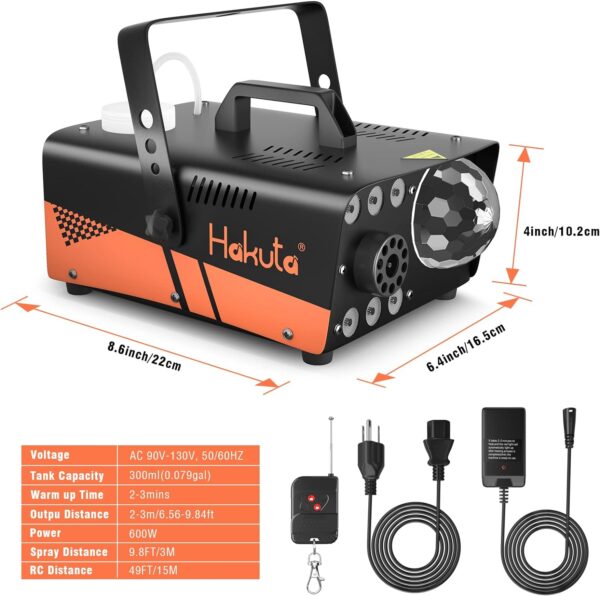 Máquina de humo de 600 W con luz de bola de discoteca y luces LED RGB - Imagen 5