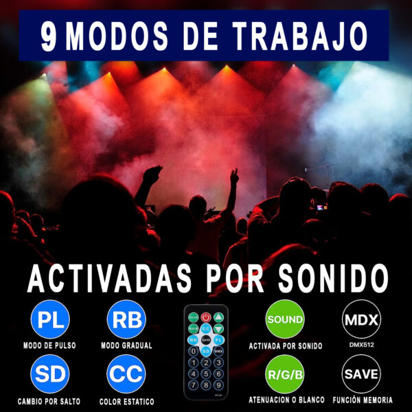 Parled 36L RGBW Audio Rítmica Con 8 Modos De Trabajo (moderna) - Imagen 3