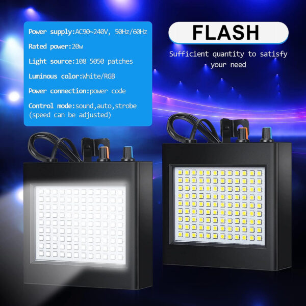 Estrober Flash Pl108 Luz Led Discoteca Fiestas Bar Blanco - Imagen 4