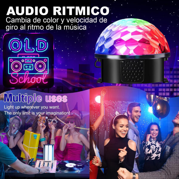 Luz Esfera Hongo Grande Audio Rítmico Giratoria Mp3 - Imagen 3