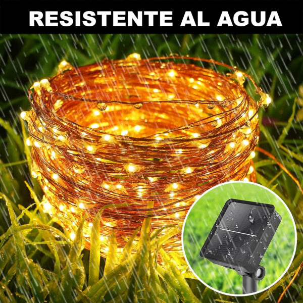 Tira De Luz Solar Guirnalda Luces Exterior e interior Blanco Cálido - Imagen 2