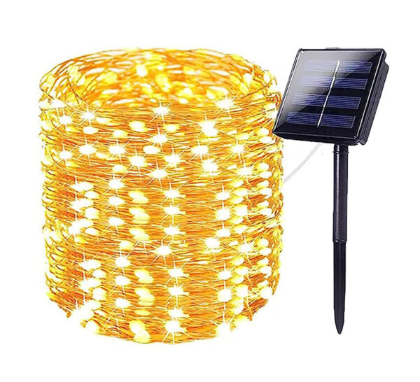 Tira De Luz Solar Guirnalda Luces Exterior e interior Blanco Cálido